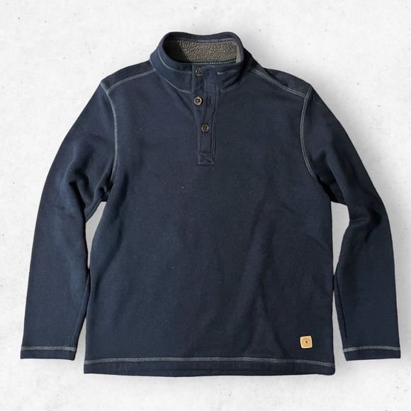 G. H. Bass & Co. Men's Size Large Pullover Mock Neck 3 Buttons Sweater Blue - Picture 1 of 6